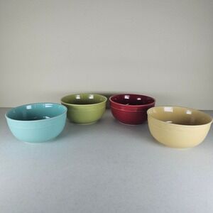 4 Food Network Fontina Soup Cereal Bowls Aqua, Red, Green, Yellow